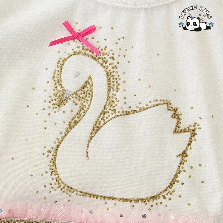 LEZONKIDS - Customizable High Quality OEM Girls Pink Sequin Dress Rainbow Mesh Baby Girls Summer Dress for 2 to 14T Children